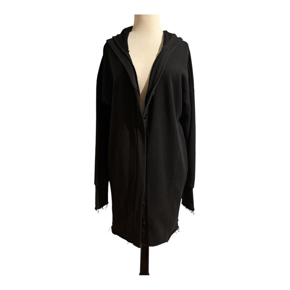 FATE Black Hooded Cloak Unisex Size M | Gothic Grunge Cape Raw Hem Distressed - Picture 3 of 11
